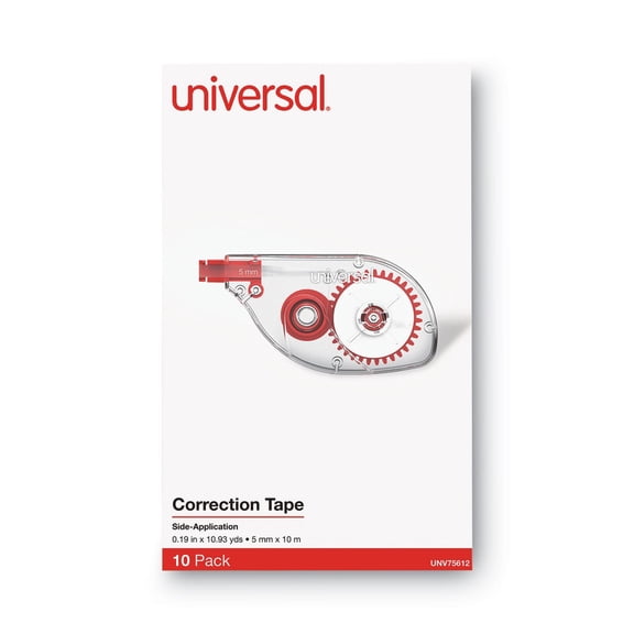 Universal Side-Application Correction Tape, Non-Refillable, 1/5" x 393", 10/Pack -UNV75612