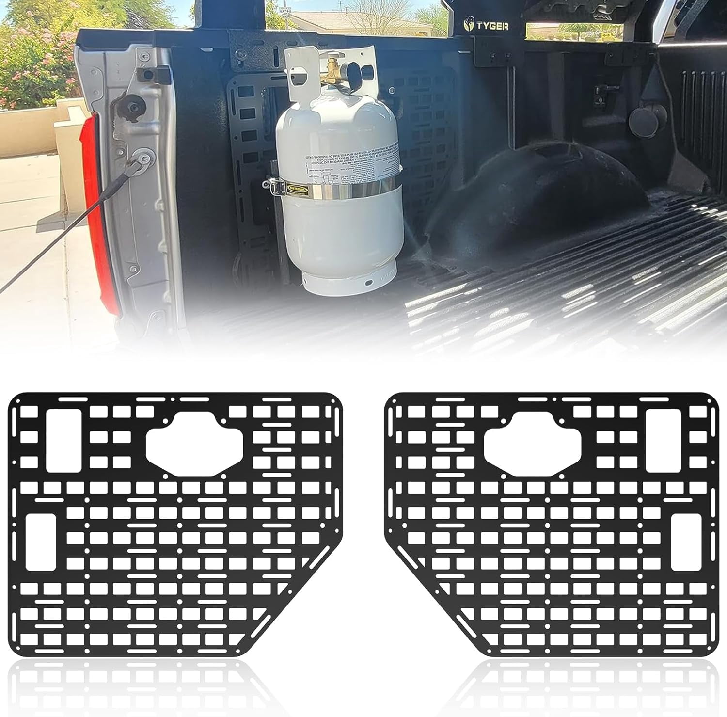 Molle Bed Panel For 2015-2022 Ford F150 - Aluminum Side Storage Organizer (2-Piece)