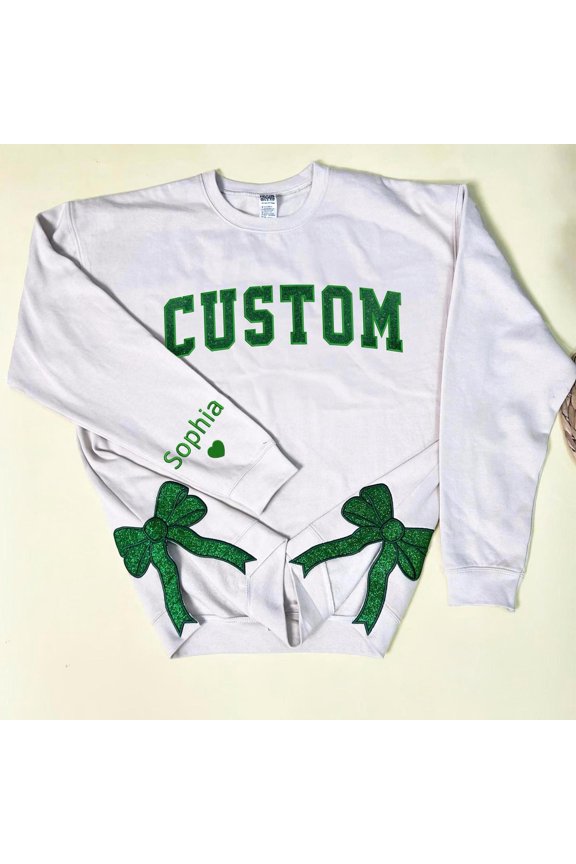 Side Bow Custom Trendy Side Bow With Glitter, Side Slit Sweater Custom Gifts, Trending Bow, Sweatshirt