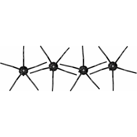 Side Brushes 5-Armed Black Compatible with Roborock Q5 Max+, S8 MaxV Ultra, Q5 Pro, Q8 Max+, QRevo, S7, S8, E Series, 4 Pieces