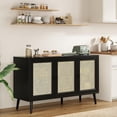 thumbnail image 1 of Side Buffet Cabinet with Rattan , Kitchen Sideboard Coffee Bar Storage Console Table, Black, 47.2 inch, 1 of 8