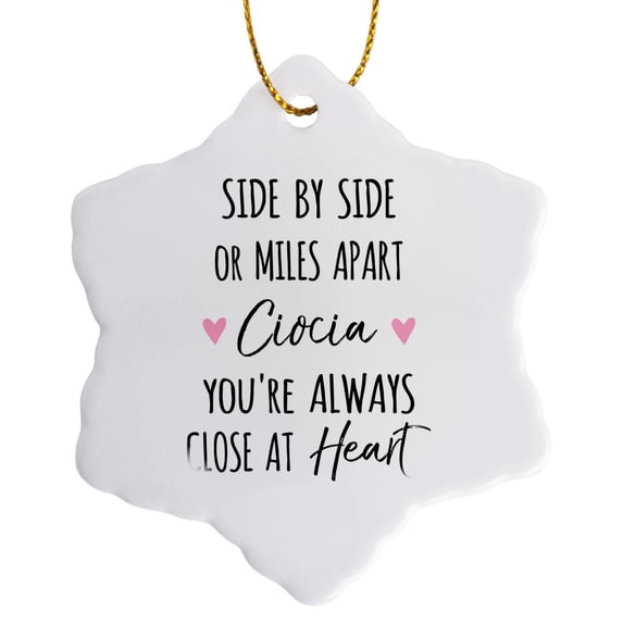 3drose, Side by Side or Miles Apart Ciocia You Are Always Close at Heart Aunt, 3 inch Snowflake Porcelain Ornament