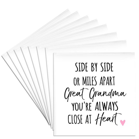 3drose, Side by Side or Miles Apart Great Grandma You Re Always Close at Heart, Set of 8 Ceramic Tile Coasters