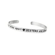 QINA C Side By Side Or Miles Apart. Sisters Are Always Close At Heart Adjustable Cuff Bracelet Wristband Bangle