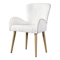 Side Chair (2) - Beige Boucle, Legs, Oak Finish Style Of 2 Boucle Chairs By Comfortable Upholstered Seating And Metal Construction
