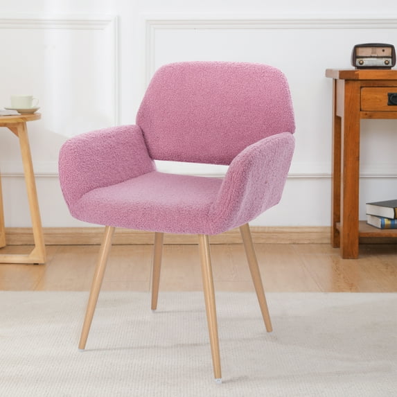 Side Chair, Dining Chair with Arms, Velvet Cushion Seats, Metal Tube Legs Upholstered Side Dining Arm Chair