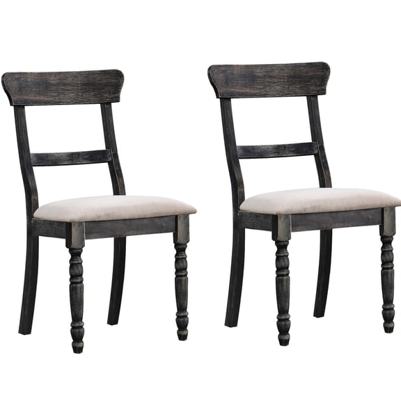 Side Chairs with Black Faux Leather Upholstery / Modern Dining Room Style