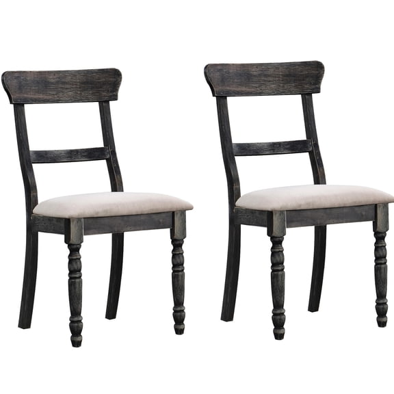 Side Chairs with Black Faux Leather and Ladder Back / Sophisticated Dining Room Chairs