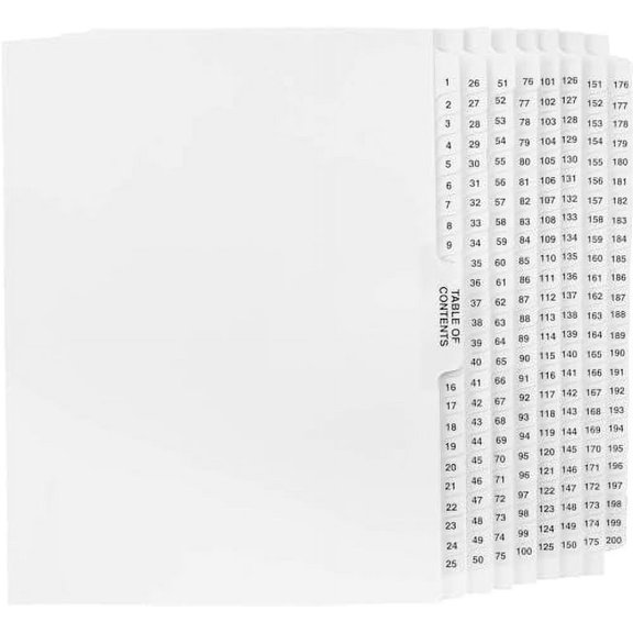 Side Collated Exhibit Tabs - AVE Style Bold Font Made in The USA | Letter Size - 1-200 - Sets$$Office