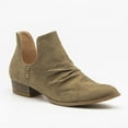 thumbnail image 1 of Side Cut-Out Studded Booties Block Heels Vegan Suede, 1 of 2