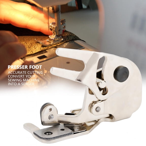 Side Cutter Overlock Steel Presser Foot Attachment for Household Sewing Machines, Accurate Edge Cutting Serger Converter Tool, Size 2.4 inches / 6 cm