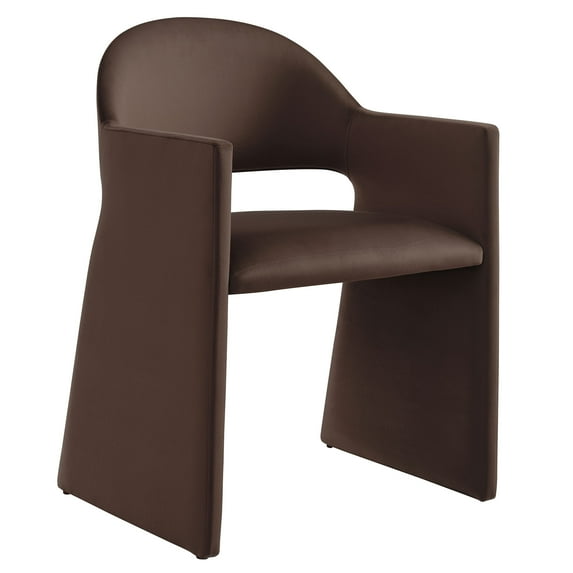 Side Dining Chair Armchair, Brown, Velvet, Bar Pub Cafe Bistro Dining Kitchen Hospitality Restaurant, Modern Contemporary, HB37560