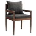 thumbnail image 1 of Side Dining Chair Armchair, Dark Gray, Fabric, Wood, Bar Pub Cafe Bistro Dining Kitchen Hospitality Restaurant, Modern Contemporary, HB37880, 1 of 9