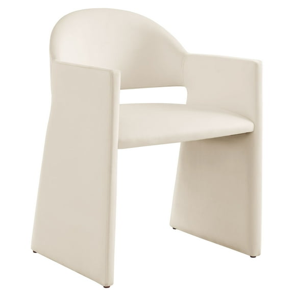 Side Dining Chair Armchair, Ivory White, Velvet, Bar Pub Cafe Bistro Dining Kitchen Hospitality Restaurant, Modern Contemporary, HB37559