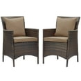 thumbnail image 1 of Side Dining Chair Armchair, Set of 2, Rattan, Wicker, Brown Brown, Modern Contemporary Urban Design, Outdoor Patio Balcony Cafe Bistro Garden Furniture Hotel Hospitality, 1 of 3