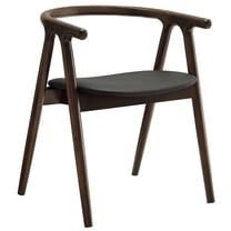 Side Dining Chair, Black, Faux Leather, Wood, Bar Pub Cafe Bistro Dining Kitchen Hospitality Restaurant, Modern Contemporary, HB37943