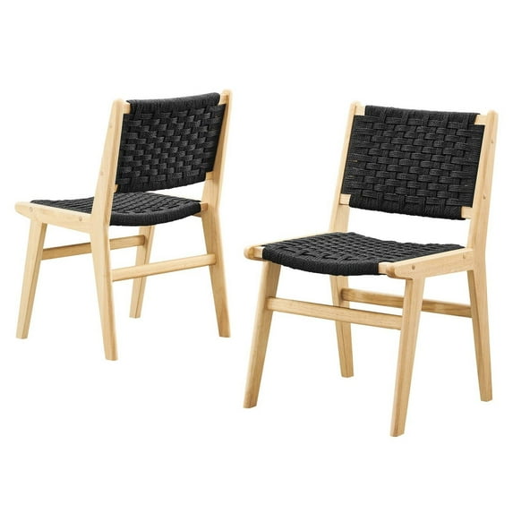 Side Dining Chair, Black Natural, Wood, Kitchen Cafe Bistro Hospitality Restaurant, Modern Contemporary HB36099