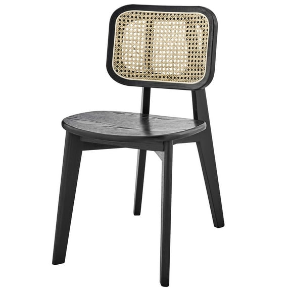 Side Dining Chair, Black, Wood, Modern Contemporary Farmhouse Coastal, Kitchen Room Cafe Bistro Restaurant Hospitality