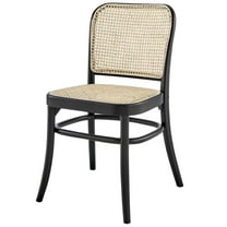 Side Dining Chair, Black, Wood, Modern Contemporary Farmhouse Coastal, Kitchen Room Cafe Bistro Restaurant Hospitality