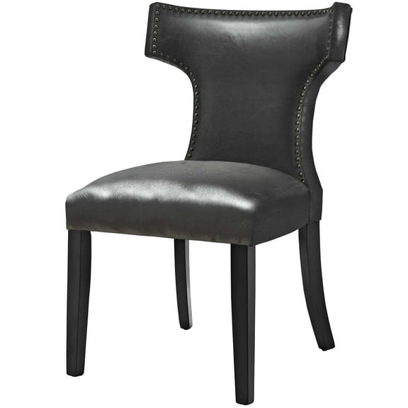 Side Dining Chair, Faux Leather, Black, Modern Contemporary Urban Design, Kitchen Room Cafe Bistro Restaurant Hospitality