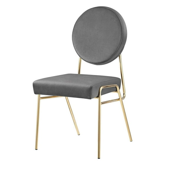 Side Dining Chair, Grey Gray Gold, Velvet, Mid Century Kitchen Cafe Bistro Hospitality Restaurant, Modern Contemporary Boutique HB34611