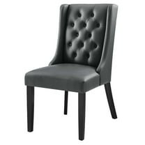 Side Dining Chair, Grey Gray, Vegan Leather, Kitchen Cafe Bistro Hospitality Restaurant, Modern Contemporary HB32931