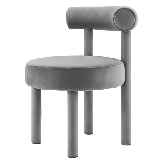 Side Dining Chair, Grey Gray, Velvet, Kitchen Cafe Bistro Hospitality Restaurant, Modern Contemporary Boutique HB34835