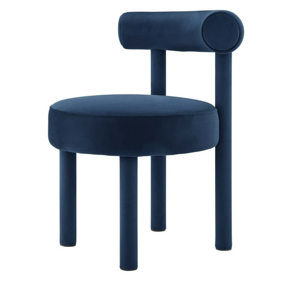 Side Dining Chair, Midnight Blue, Velvet, Kitchen Cafe Bistro Hospitality Restaurant, Modern Contemporary Boutique HB34836