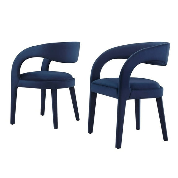 Side Dining Chair, Midnight Blue, Velvet, Kitchen Cafe Bistro Hospitality Restaurant, Modern Contemporary Boutique HB35939