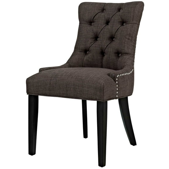 Side Dining Chair, Rivet Nailhead, Brown, Fabric, Kitchen Cafe Bistro Hospitality Restaurant, Modern Contemporary HB32914