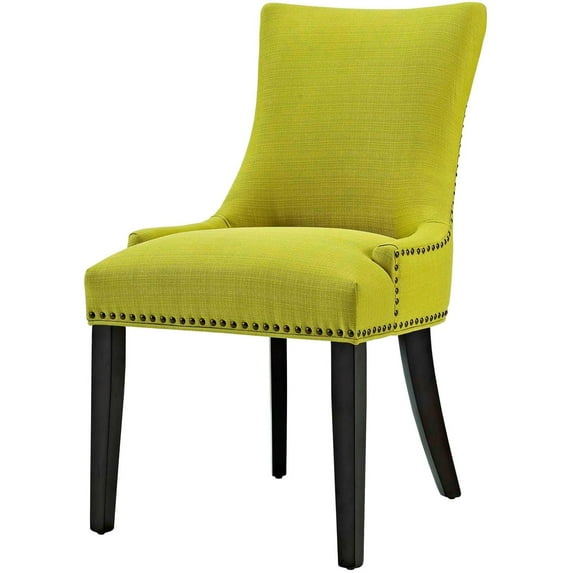 Side Dining Chair, Rivet Nailhead, Green, Fabric, Kitchen Cafe Bistro Hospitality Restaurant, Modern Contemporary HB32923