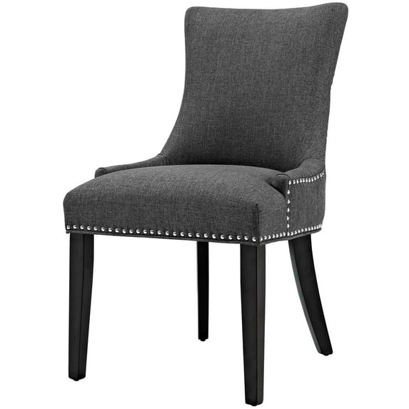 Side Dining Chair, Rivet Nailhead, Grey Gray, Fabric, Kitchen Cafe Bistro Hospitality Restaurant, Modern Contemporary HB32922