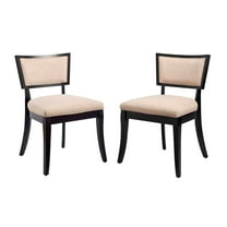 Side Dining Chair, Set of 2, Beige, Fabric, Kitchen Cafe Bistro Hospitality Restaurant, Modern Contemporary HB33423