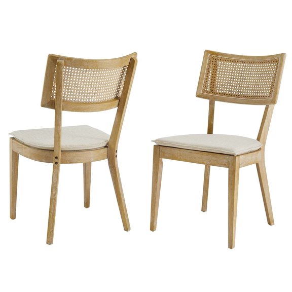 Side Dining Chair, Set of 2, Beige, Wood, Cottage Kitchen Cafe Bistro Hospitality Restaurant, Modern Contemporary HB36344