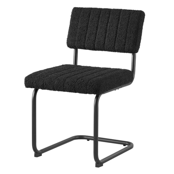Side Dining Chair, Set of 2, Black, Fabric, Metal, Mid Century Kitchen Cafe Bistro Hospitality Restaurant, Modern Contemporary HB34851