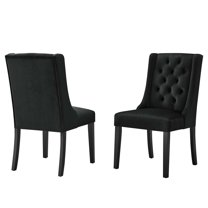 Side Dining Chair, Set of 2, Black, Velvet, Modern Contemporary, Kitchen Room Cafe Bistro Restaurant Hospitality