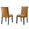 thumbnail image 1 of Side Dining Chair, Set of 2, Brown, Velvet, Modern Contemporary, Kitchen Room Cafe Bistro Restaurant Hospitality, 1 of 9