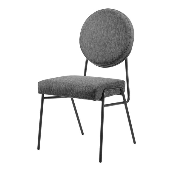 Side Dining Chair, Set of 2, Charcoal Grey Gray, Fabric, Mid Century Kitchen Cafe Bistro Hospitality Restaurant, Modern Contemporary HB34908