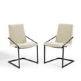 thumbnail image 1 of Side Dining Chair, Set of 2, Fabric, Metal Steel, Black Beige, Modern Contemporary Urban Design, Kitchen Room Cafe Bistro Restaurant Hospitality, 1 of 7