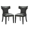 thumbnail image 1 of Side Dining Chair, Set of 2, Faux Leather, Black, Modern Contemporary Urban Design, Kitchen Room Cafe Bistro Restaurant Hospitality, 1 of 5