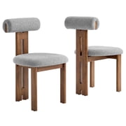 Side Dining Chair, Set of 2, Gray, Fabric, Wood, Bar Pub Cafe Bistro Dining Kitchen Hospitality Restaurant, Modern Contemporary, HB37319