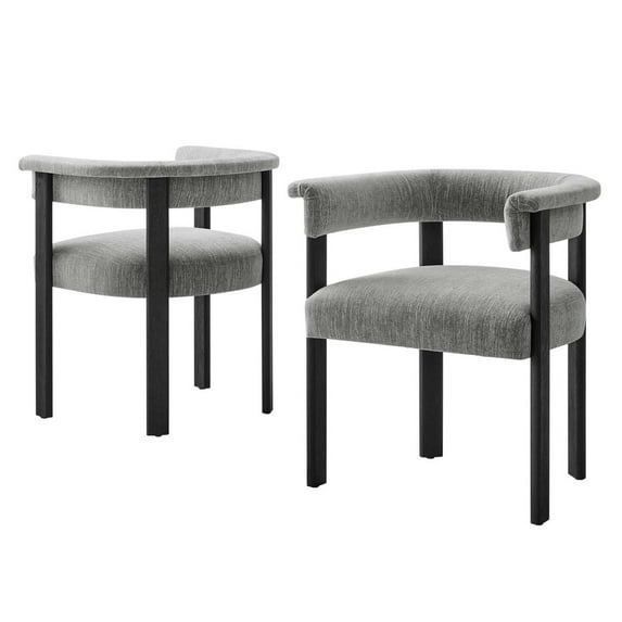 Side Dining Chair, Set of 2, Grey Gray, Fabric, Kitchen Cafe Bistro Hospitality Restaurant, Modern Contemporary HB36860