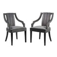thumbnail image 1 of Side Dining Chair, Set of 2, Grey Gray, Velvet, Kitchen Cafe Bistro Hospitality Restaurant, Modern Contemporary Boutique HB33421, 1 of 8