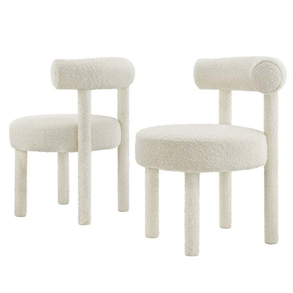 Side Dining Chair, Set of 2, Ivory White, Fabric, Kitchen Cafe Bistro Hospitality Restaurant, Modern Contemporary HB36145
