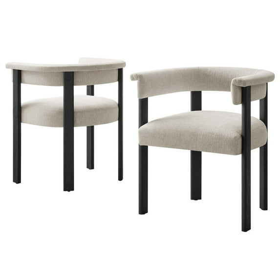 Side Dining Chair, Set of 2, Ivory White, Fabric, Kitchen Cafe Bistro Hospitality Restaurant, Modern Contemporary HB36861