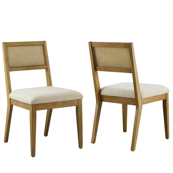 Side Dining Chair, Set of 2, Ivory White, Fabric, Wood, Bar Pub Cafe Bistro Dining Kitchen Hospitality Restaurant, Modern Contemporary, HB37054
