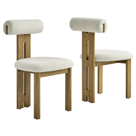 Side Dining Chair, Set of 2, Ivory White, Fabric, Wood, Bar Pub Cafe Bistro Dining Kitchen Hospitality Restaurant, Modern Contemporary, HB37316