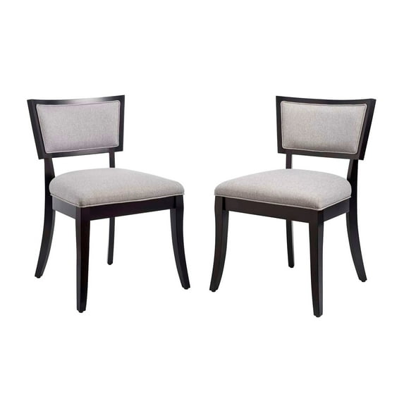 Side Dining Chair, Set of 2, Light Grey Gray, Fabric, Kitchen Cafe Bistro Hospitality Restaurant, Modern Contemporary HB33425