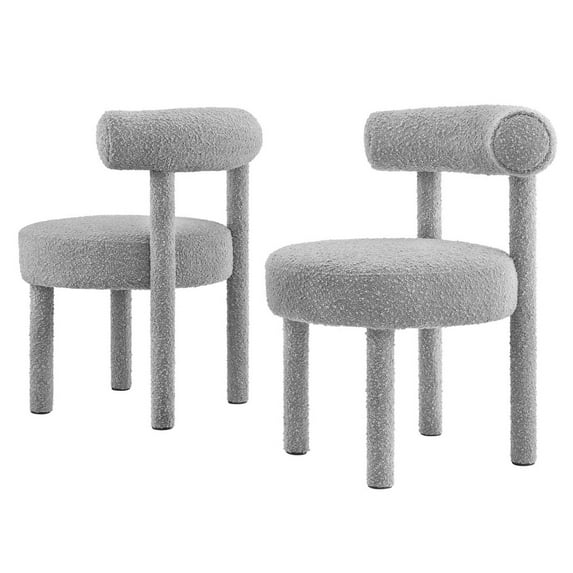 Side Dining Chair, Set of 2, Light Grey Gray, Fabric, Kitchen Cafe Bistro Hospitality Restaurant, Modern Contemporary HB36147