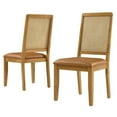thumbnail image 1 of Side Dining Chair, Set of 2, Natural Tan, Vegan Leather, Wood, Kitchen Cafe Bistro Hospitality Restaurant, Modern Contemporary HB36819, 1 of 10